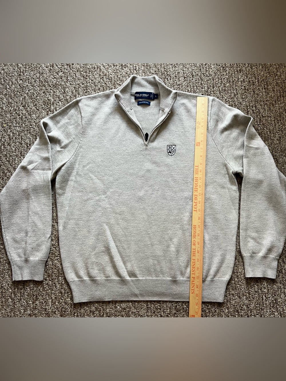 Polo Golf Merino Quarter-Zip Men's Sweater in Light Gray Large